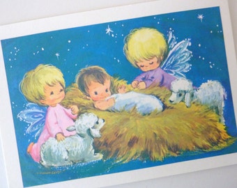 Christmas Postcards Baby Jesus and Two Angels - Lot of 11 Unused Cards - Vintage