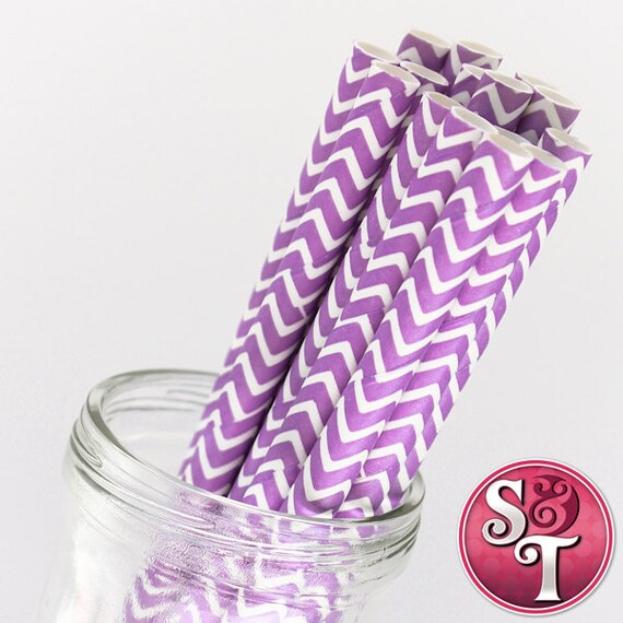 Chevron Zigzag Purple Party Paper Straws - Cake Pop Sticks - Pixie Sticks - Qty 25 Il_570xn