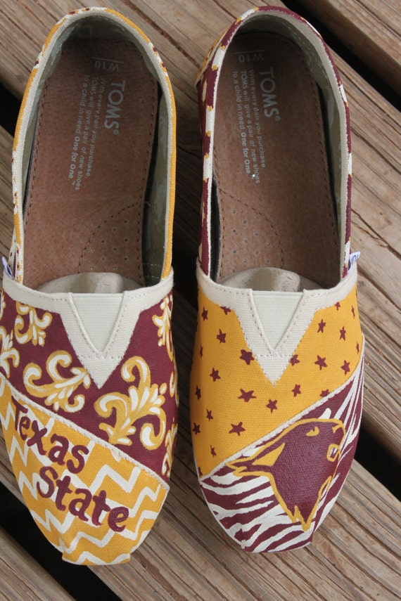 Items similar to Personalized Toms... Texas State College shoes. paint ...