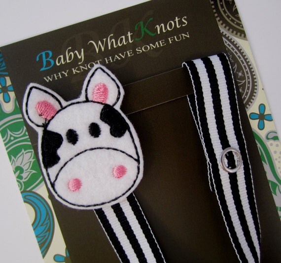 Baby Boy or Girl Cow Pacifier Clip Farm Animal Pacifier Clip
