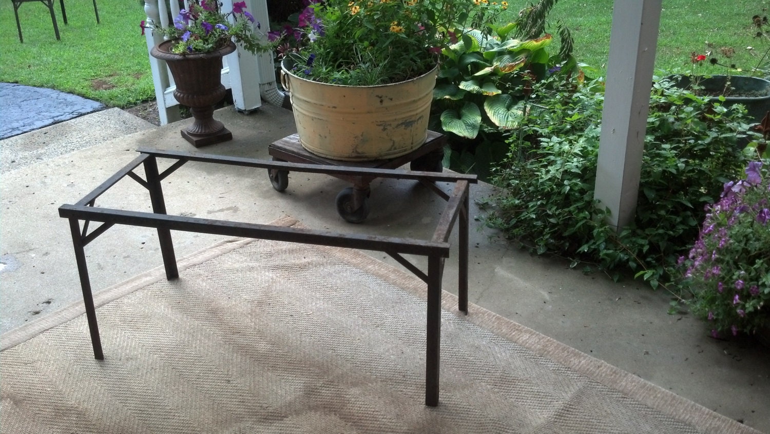 Vintage Rusty Metal Garden Table