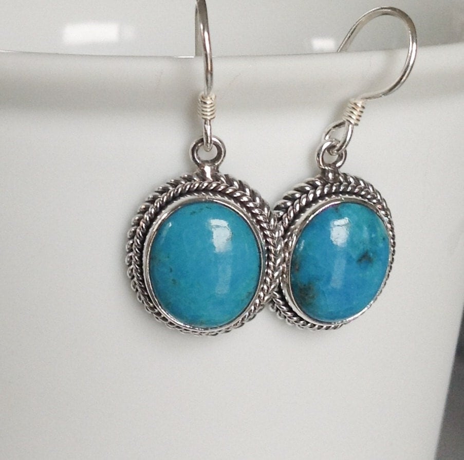 Turquoise earrings turquoise stone earrings silver and