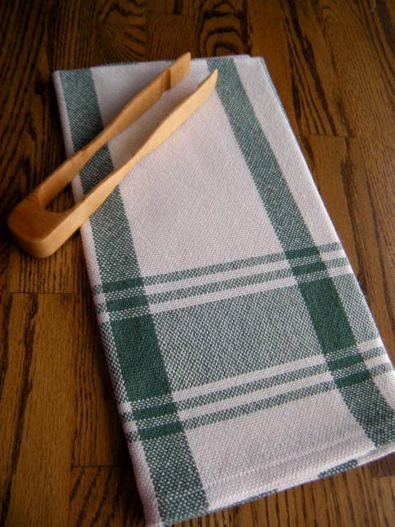 Hand Woven Tea Towel, Cotton Dish Towel, Handwoven Towel, Green and