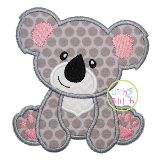 Koala Bear Applique Design For Machine Embroidery Hello