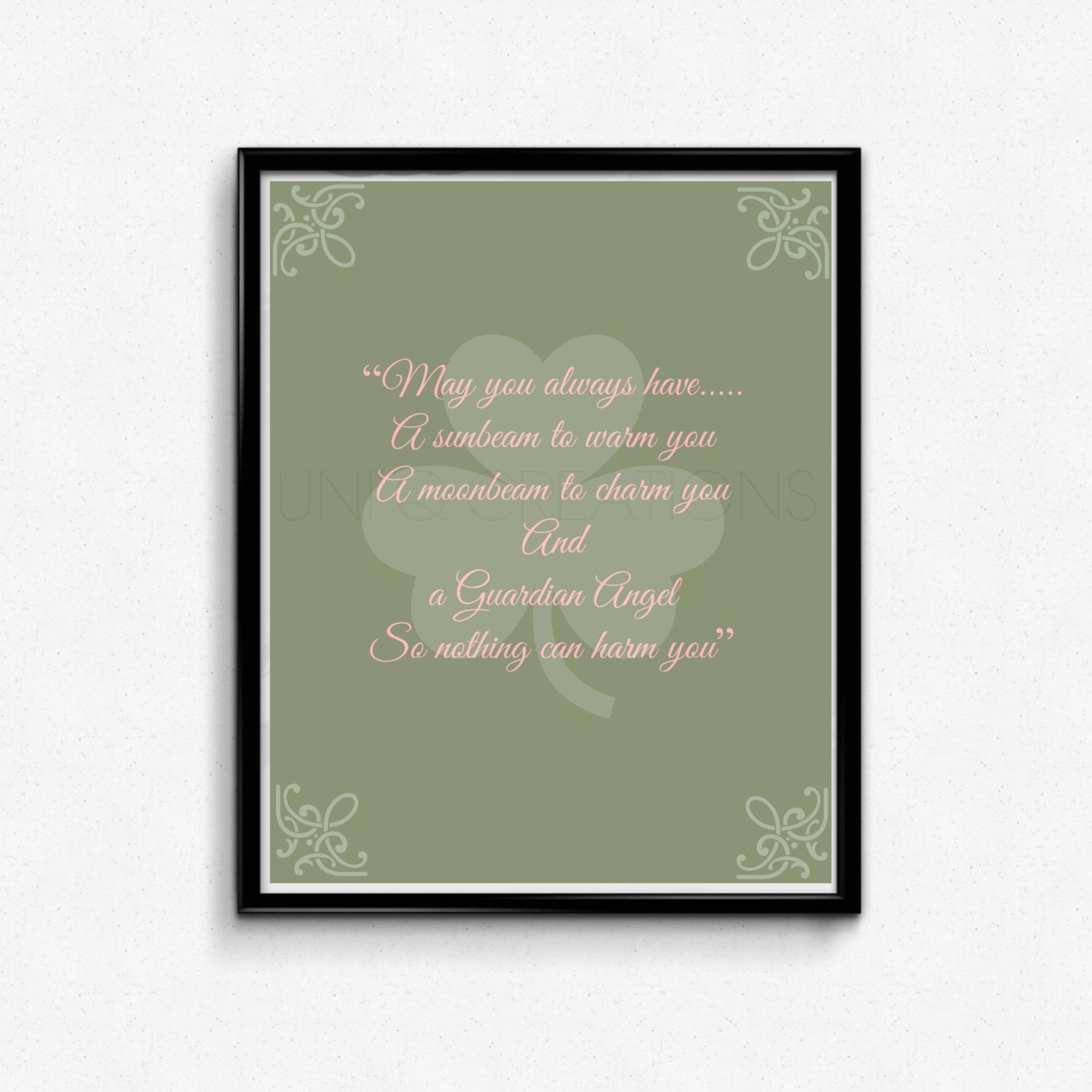 Irish Blessing Baby Girl Nursery Art Shamrock Typography