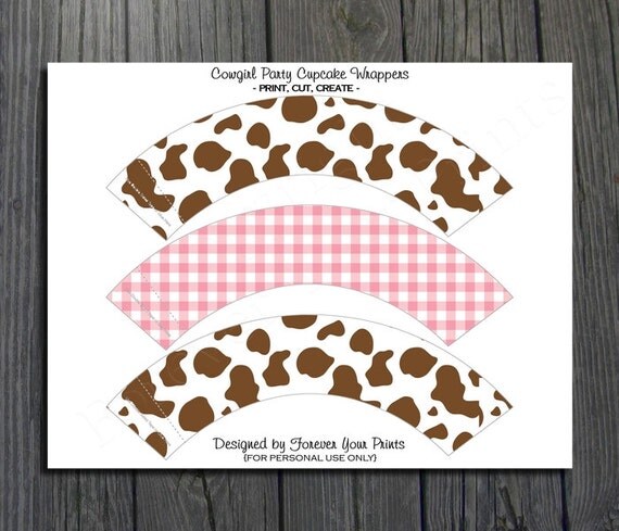 Cowgirl Cupcake Wrappers - INSTANT DOWNLOAD Il_570xn