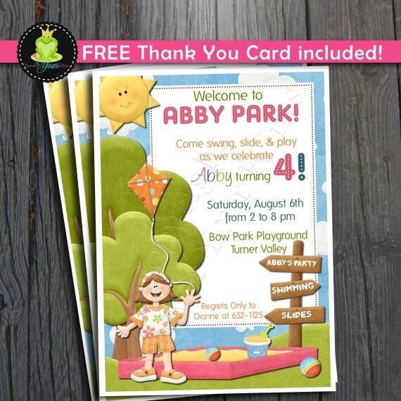 Park Birthday Invitation - FREE Thank You Card included Il_570xn