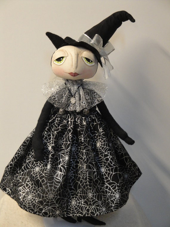 Primitive Black Cat Witch Cloth Doll by MorningMistDesigns on Etsy