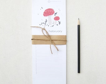 Mushroom Perpetual Calendar, Birthday Calendar - 4.25x11.75 Monthly Calendar