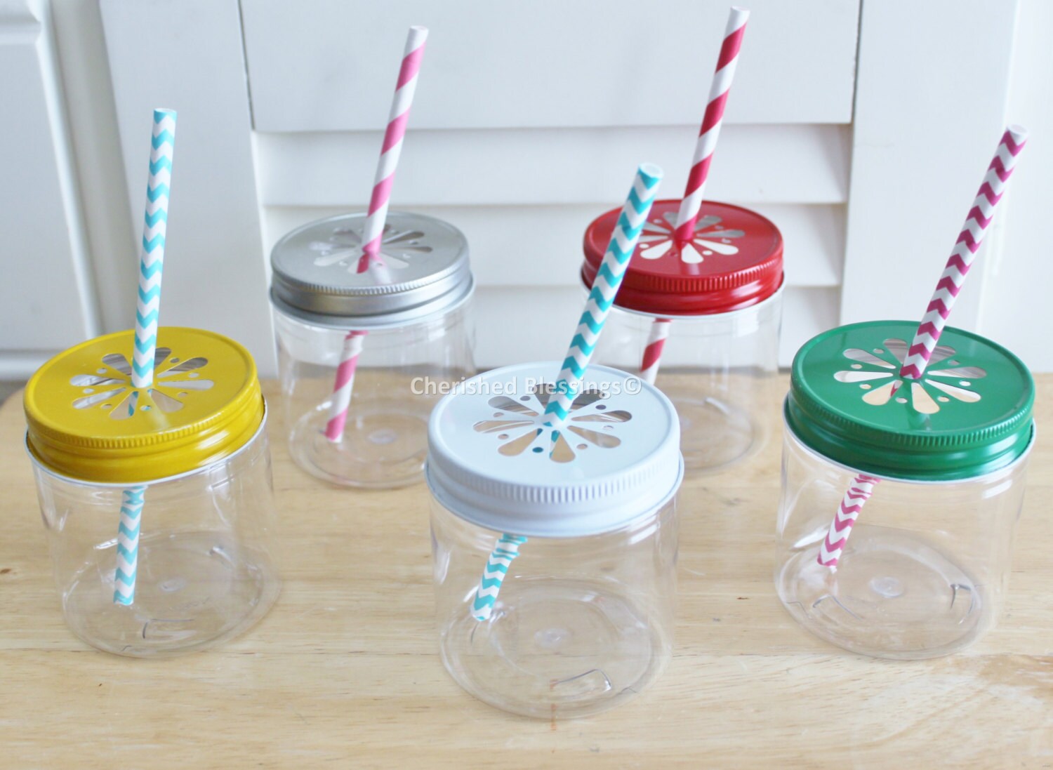 Pink Lemonade Party Plastic Mason Jars by CherishedBlessings