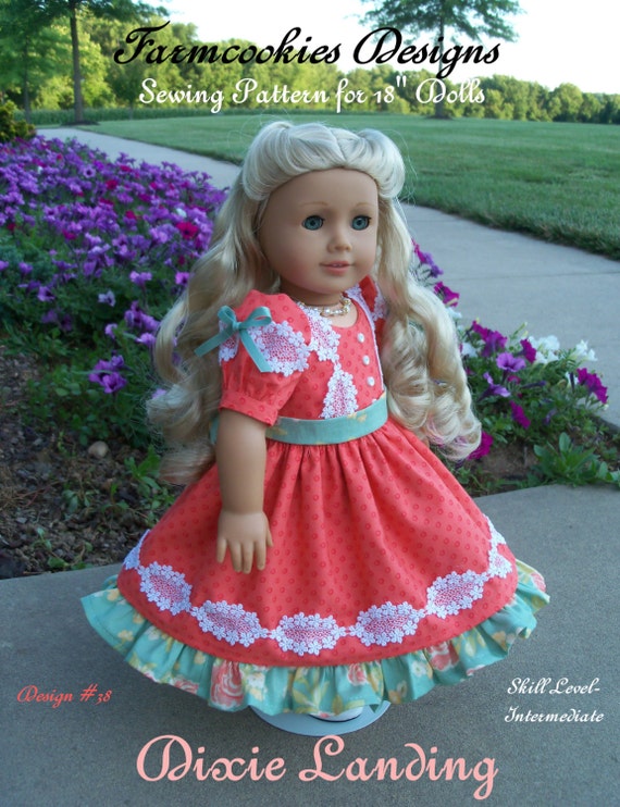 PDF Sewing Pattern / DIXIE LANDING / Mid-1800's Gown for American Girl Marie Grace, Addy, Kirsten or Cecile