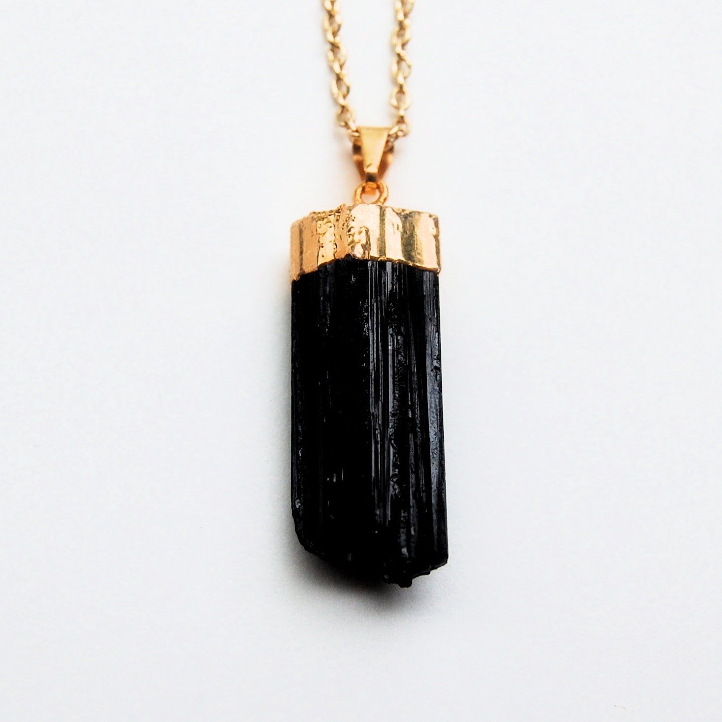 Black tourmaline gold dipped necklace