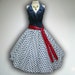 Retro Blue & White Polka Dot 50s Pin up Rockabilly Swing Dress Full Swing Skirt size S-M