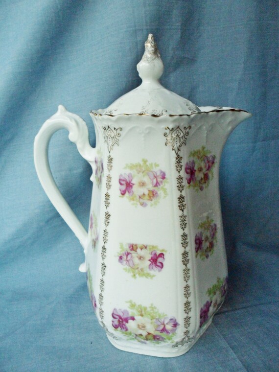 Antique Bavarian white porcelain Coffee pot