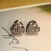 Glitter Series - Small Metallic Gray Heart Rhinestone Post/Stud Earrings (E204)