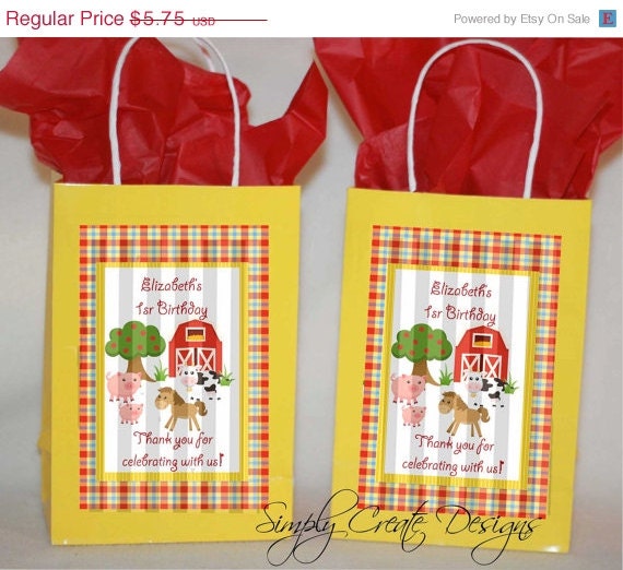 SALE Farm Animal Party Favor Tag DIGITAL 4x6 JPEG file Personalized Il_570xn