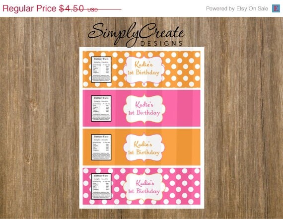 SALE Water Bottle Label 8.5x11 JPEG sheet Personalized Il_570xn