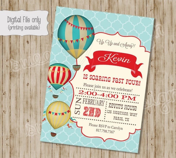 Hot Air Balloon Birthday Party Invitation 5