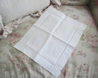 Cutest Unique Vintage White Embroidered Drawnwork Hankie Gift Bag Looks Like Pillow C103