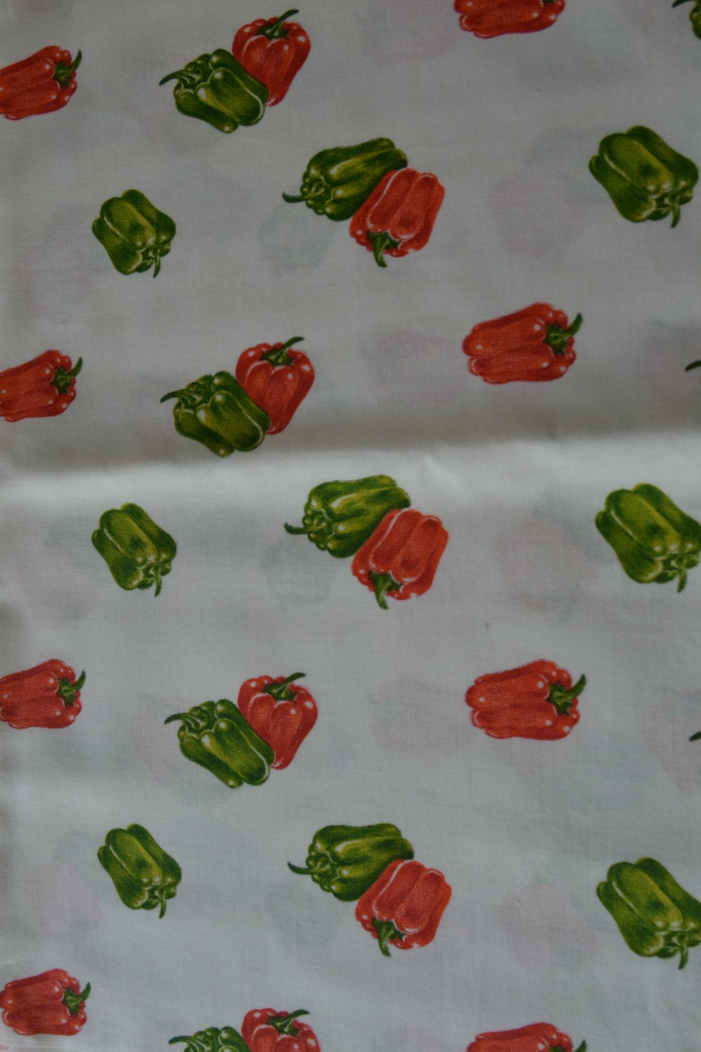 Bell Pepper Cotton Fabric Green and Red Bell Peppers from