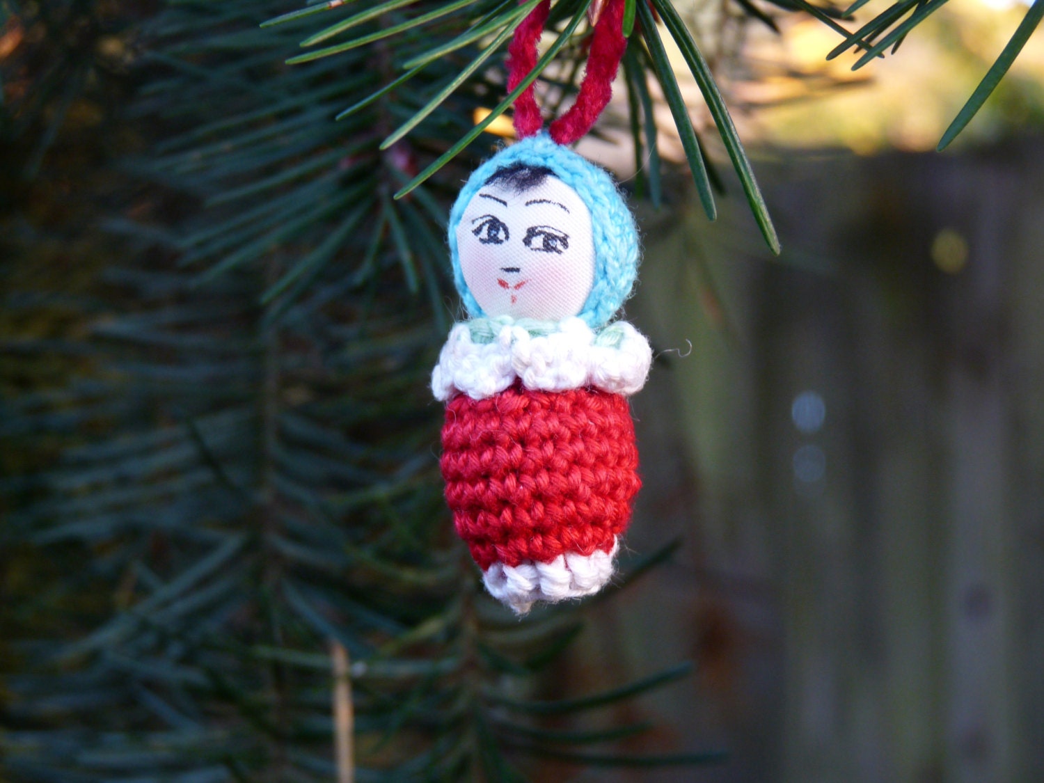 Crochet Miniature Japanese Amigurumi Doll Christmas Ornament