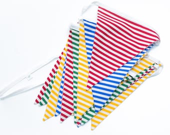 Colorful Stripes - Primary Colors - Party Decoration, Photo Prop - Fabric Flag Bunting