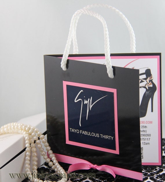 Black & Hot Pink Bag Invitation Wedding Bag Invitation
