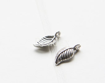 60 Pieces / Leaf / Oxidized Silver Tone / Base Metal / Charm (Y16494//O122)