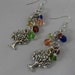 Crystal Bead and Silver Tree Charm Dangle Earrings