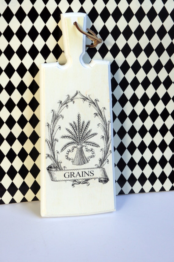 French Wheat Grain Sack Wood Bread Board