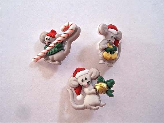 Christmas Mice Mouse Craft Novelty Sewing Buttons