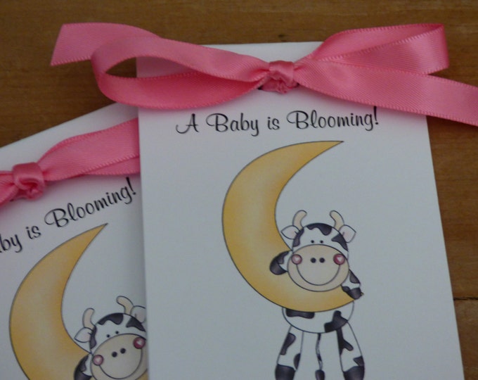 A Cow Jumped Over the Moon Riddle Baby Shower Flower Seeds Party Favors Cow on the Moon Nursery Rhyme SALE CIJ Christmas in July