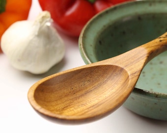 Small wooden spoon wood serving spoon kitchen utensil for salsa and sauces of Maple wood