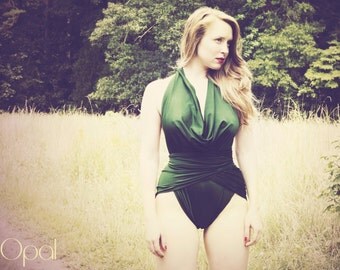 Extra Large Bathing Suit Wrap Around Swimsuit Hunter Green Plus Size Womens Modest Swimwear