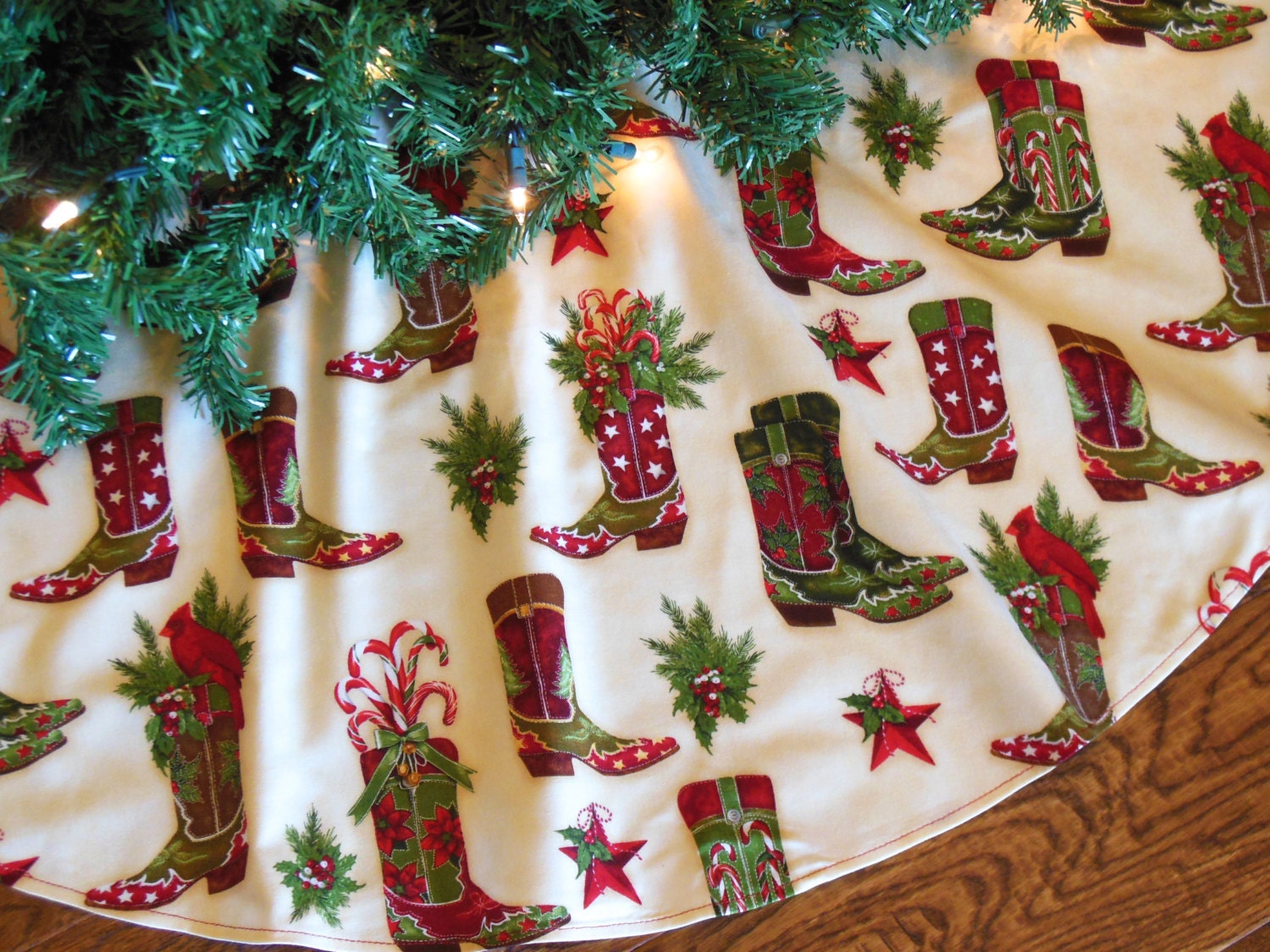 western christmas tree skirt with cowboy boots by western christmas tree skirt with cowboy boots by
