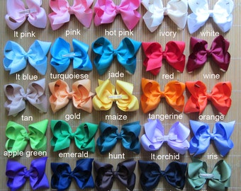 10% off Set of 25 pcs 5 inch boutique hair bows boutique bows, hair bows girl, boutique hair bow baby hair clips 25 colors to choose