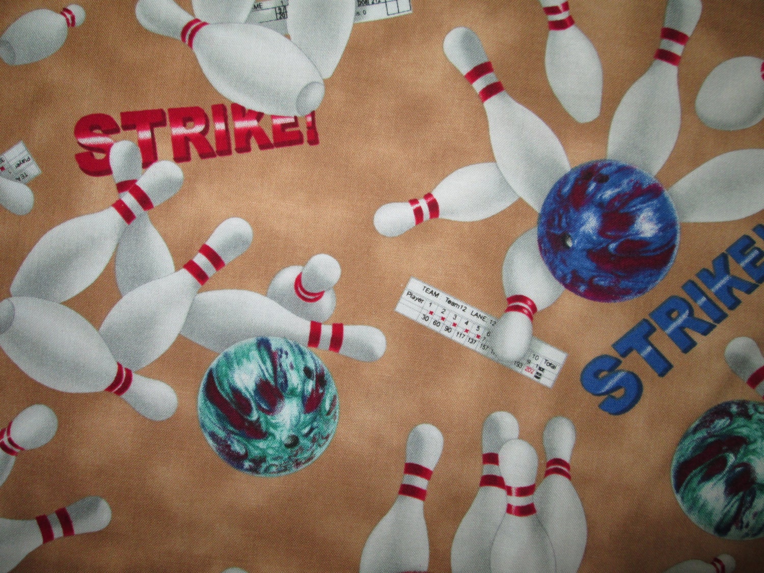 Bowling Tan Bowl Strike Cotton Fabric Fat Quarter Or Custom