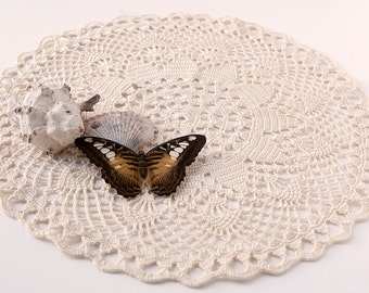 Crochet Doily, tabletop decor, lace centerpiece, frame for wall decor, natural beige, heirloom quality, cottage chic