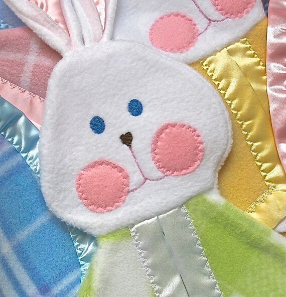 Replica bunny puppet blanket in bright green by SuziesImaginarium