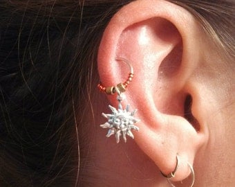 Sun Cartilage Hoop Earring Boho Tragus Helix Celestial Piercing