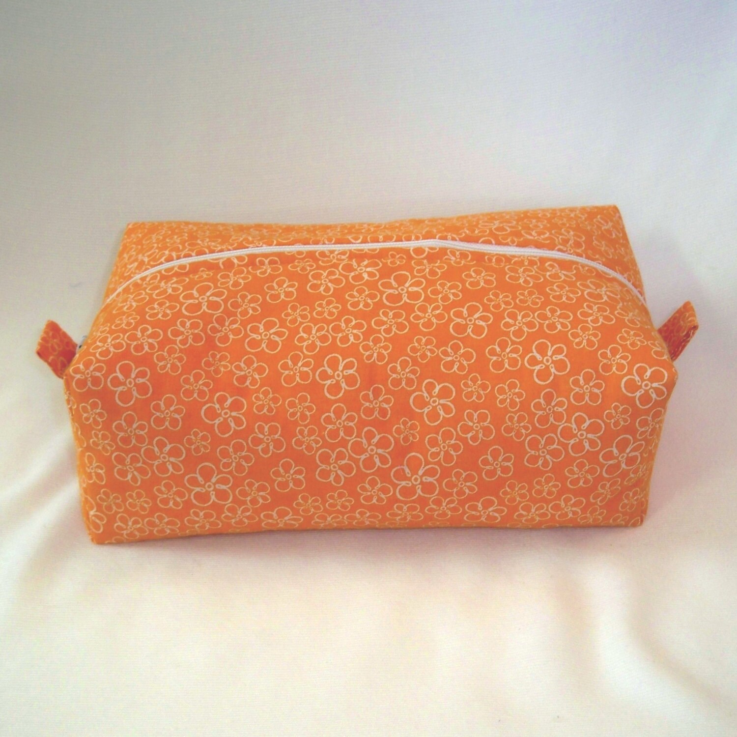 Orange Makeup Bag Cosmetic Bag Boxy Bag by ColleensDesignsBags