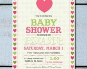 Baby Shower Pink and Green Heart Invitation Il_170x135