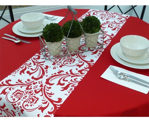 Table White table  damask runners to similar Red Items Damask etsy for Runners Holiday Wedding