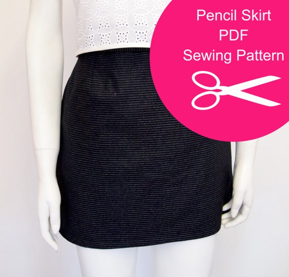 Pencil Skirt Sewing Pattern Instant PDF Download Womens