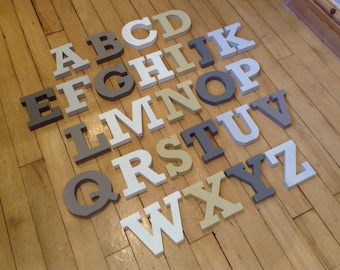 Wooden Alphabet Letters - Hand Painted Wooden Letters Set - 26 letters - 12cm high - RS font