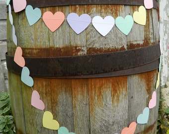 Valentines Day Garland - Pastel Heart Garland- 6ft Valentines Hearts - Valentines Garland / Holiday Hearts Garland / Valentines Photo Prop