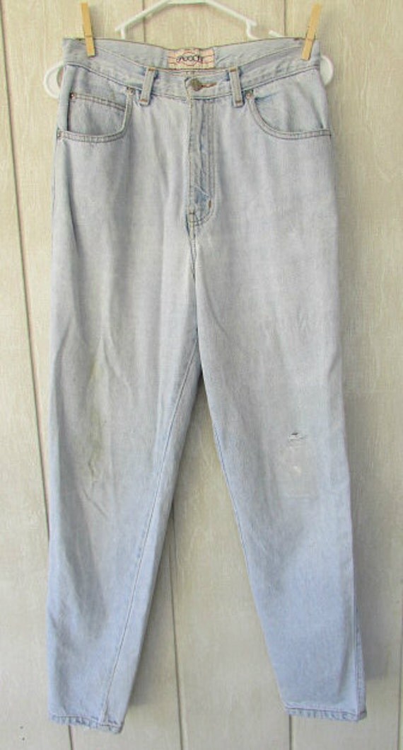 vintage 80s sasson bleached denim jeans w29 womens distressed