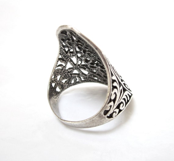 Vintage Sterling Silver Large Filigree Ring by dstefanTreasures