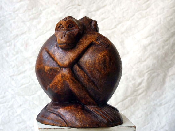 wooden monkey statue