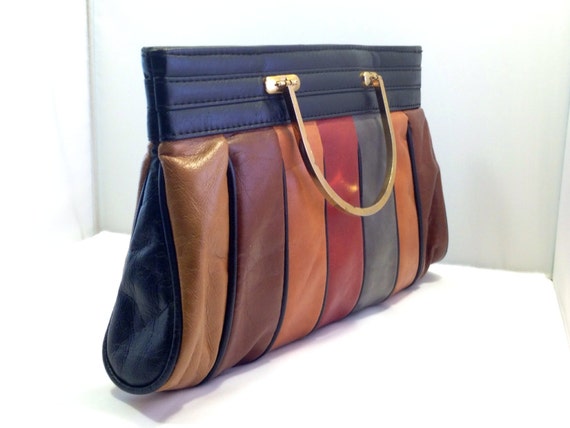 Vintage Leather Handbag Striped multi-colored
